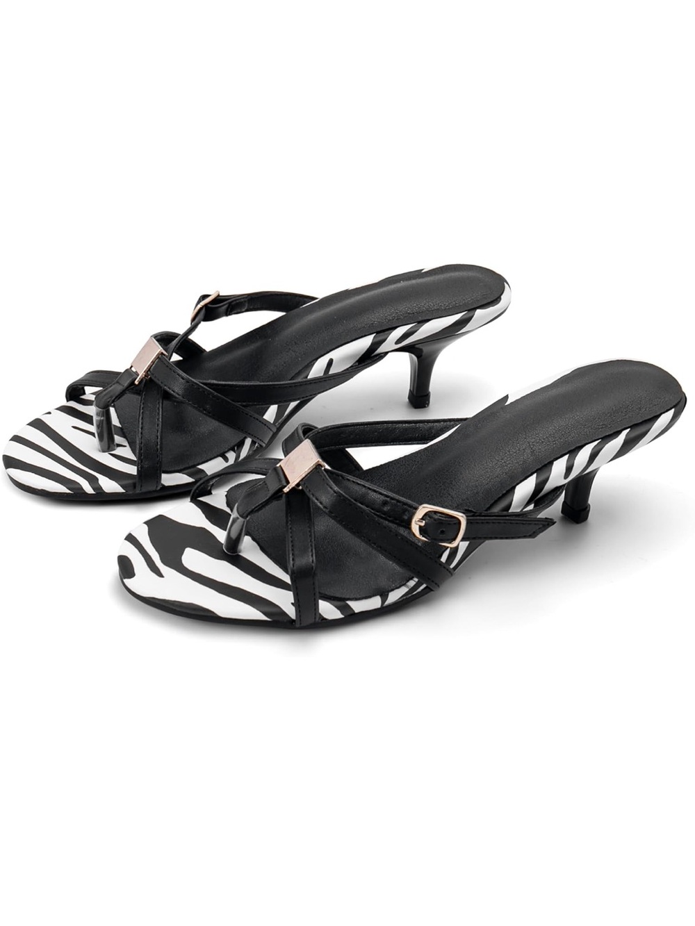 Lahoma Latso Black Zebra Print Kitten Heel Sandals
